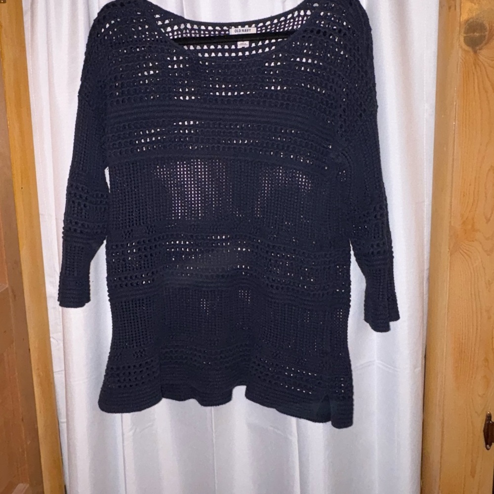 Old Navy Women's Blue Open-Knit Sweater